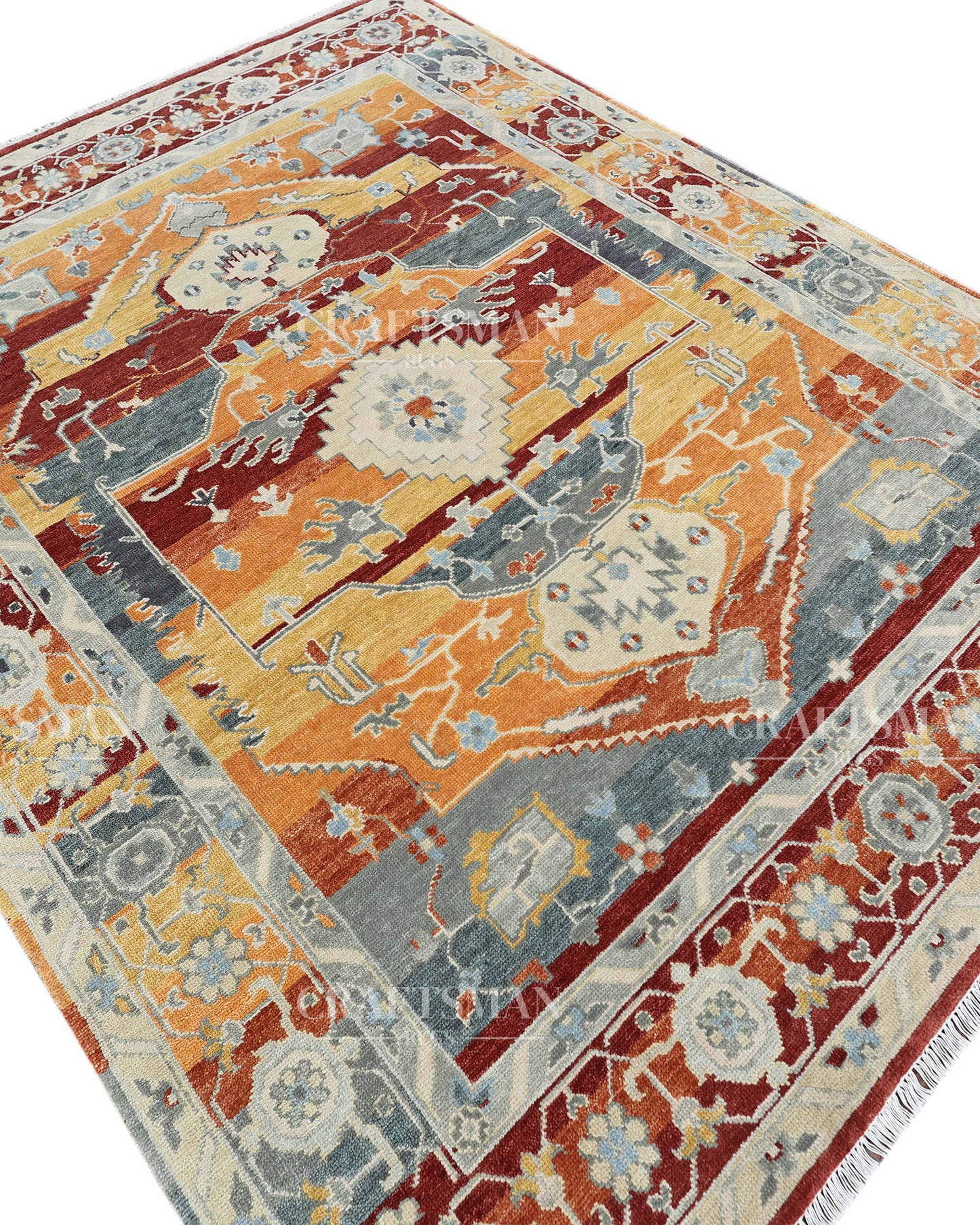 8x10 feet Wool Hand-Knotted Oushak-Inspired Rug | Craftsman Rugs Exclusive
