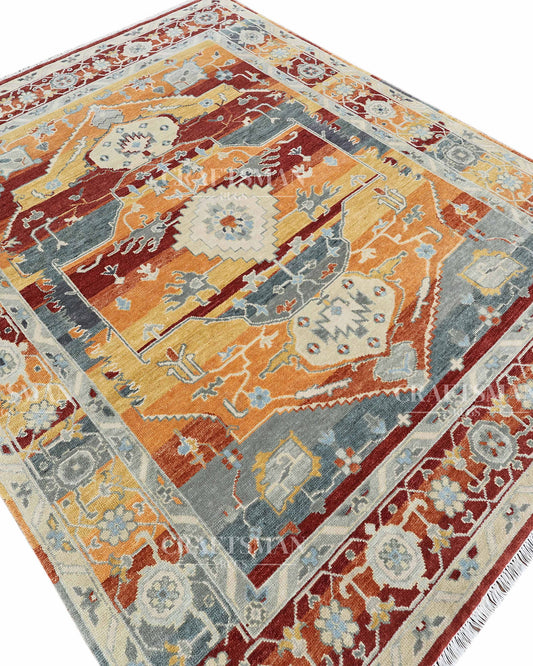 8x10 feet Wool Hand-Knotted Oushak-Inspired Rug | Craftsman Rugs Exclusive