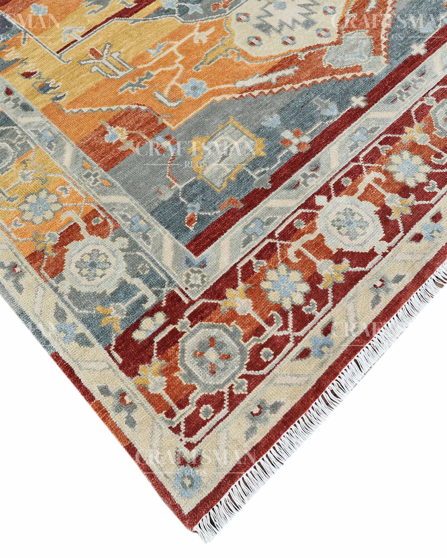 8x10 feet Wool Hand-Knotted Oushak-Inspired Rug | Craftsman Rugs Exclusive