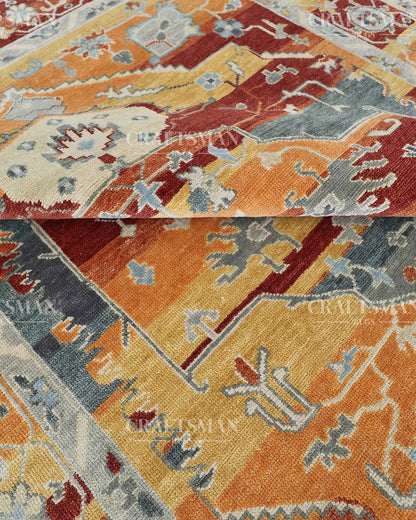 8x10 feet Wool Hand-Knotted Oushak-Inspired Rug | Craftsman Rugs Exclusive