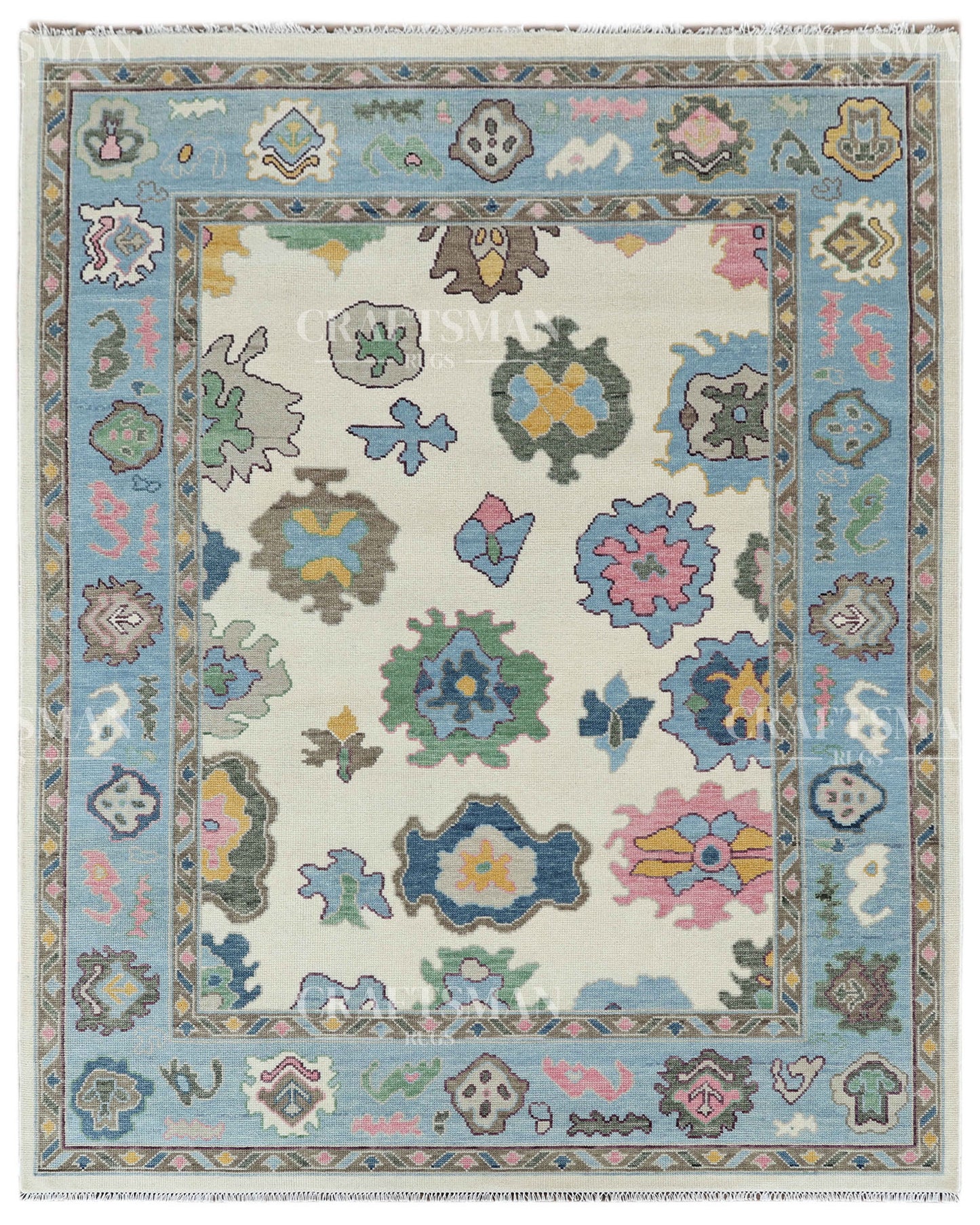 8x10 feet Wool Hand-Knotted Oushak-Inspired Rug | Craftsman Rugs Exclusive