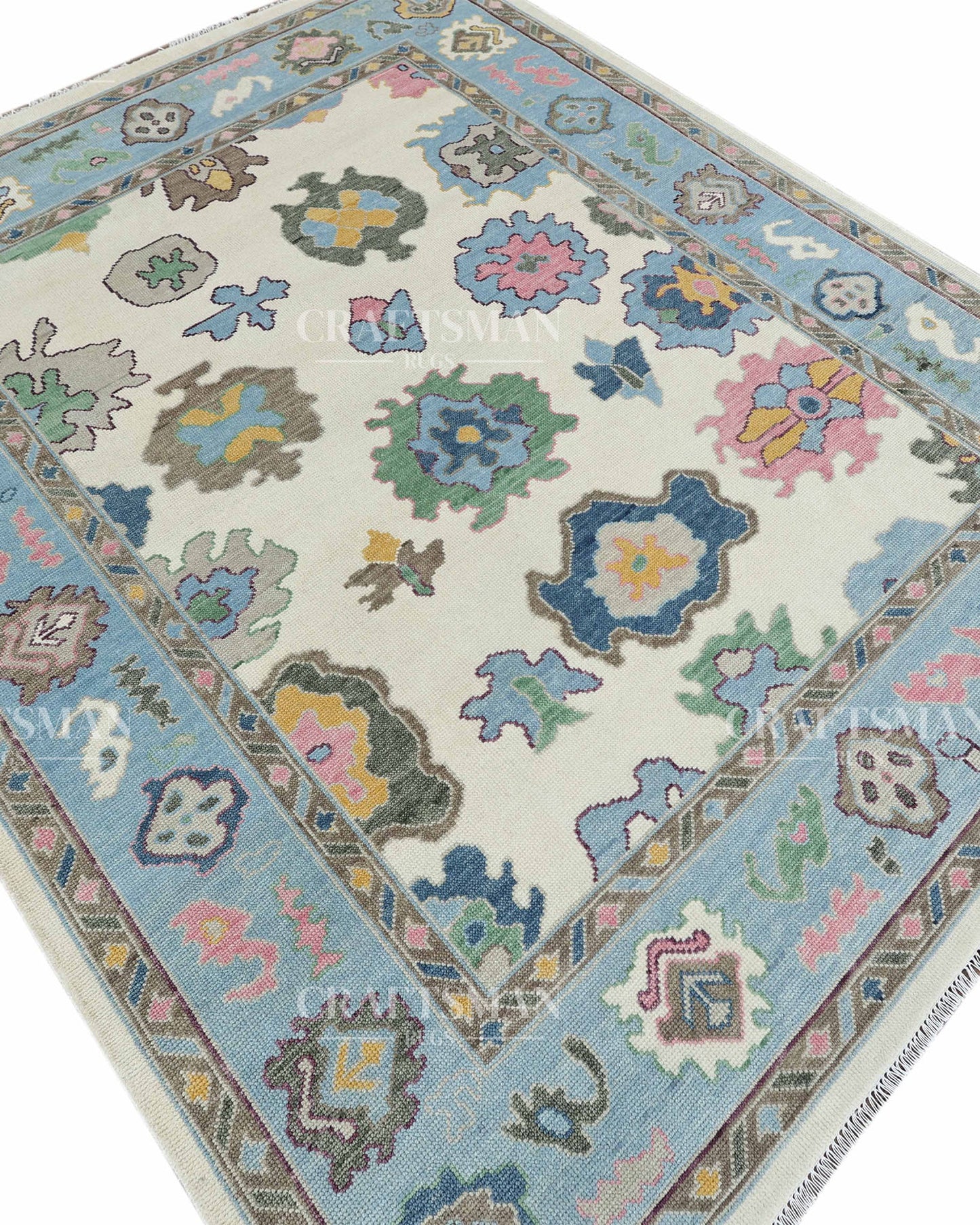 8x10 feet Wool Hand-Knotted Oushak-Inspired Rug | Craftsman Rugs Exclusive