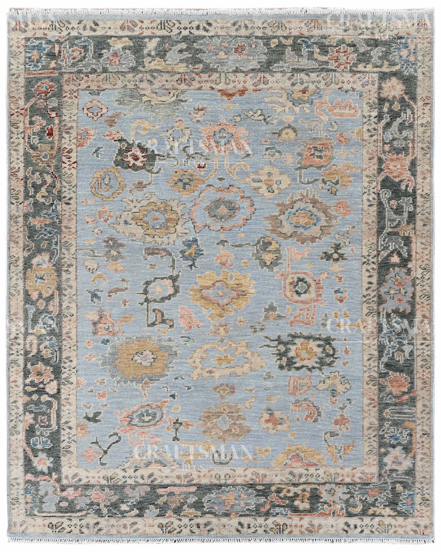 8x10 feet Wool Hand-Knotted Oushak-Inspired Rug | Craftsman Rugs Exclusive