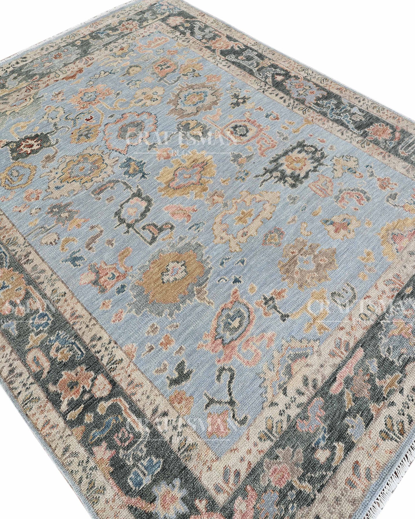 8x10 feet Wool Hand-Knotted Oushak-Inspired Rug | Craftsman Rugs Exclusive