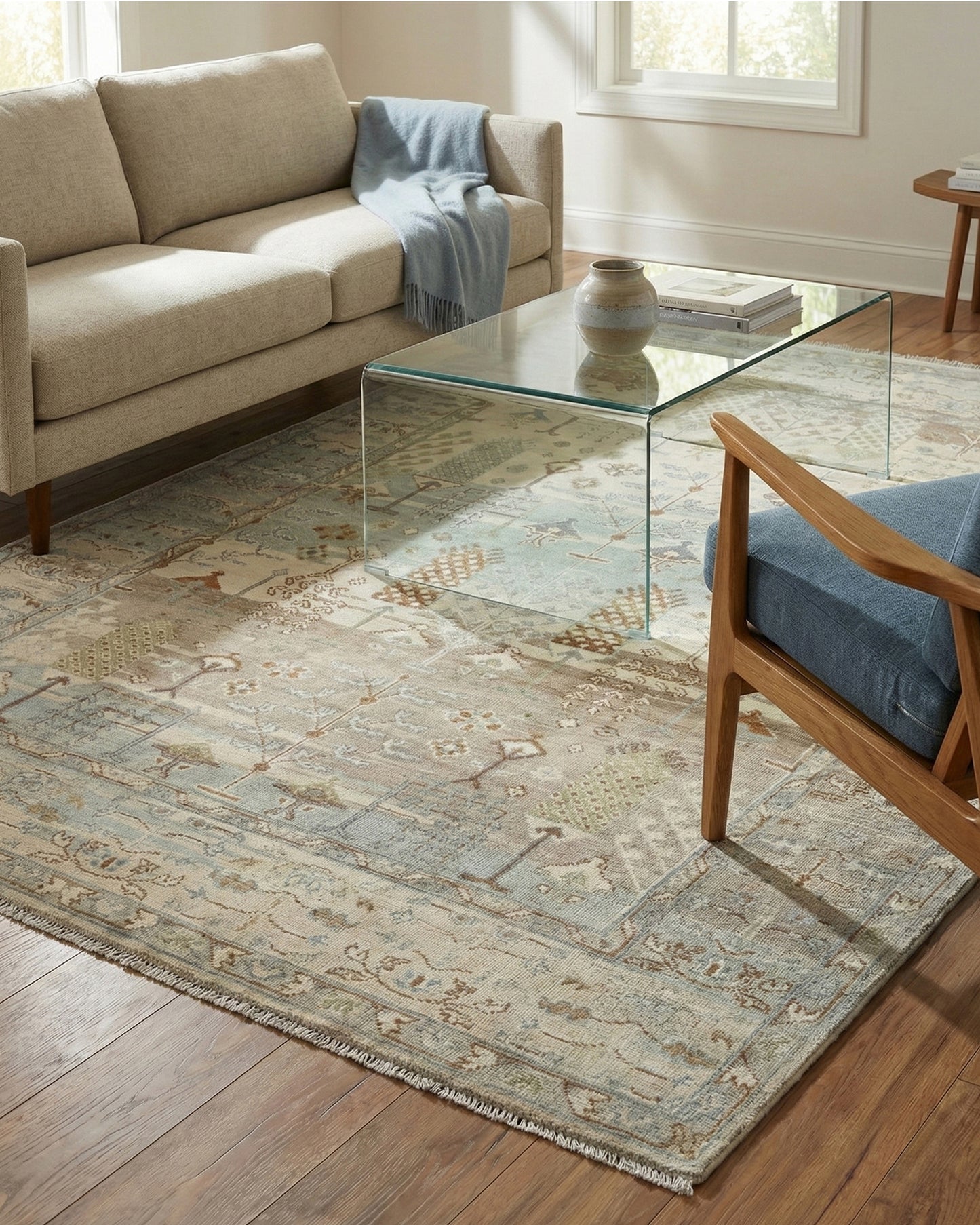 8x10 feet Wool Hand-Knotted Oushak-Inspired Rug | Craftsman Rugs Exclusive