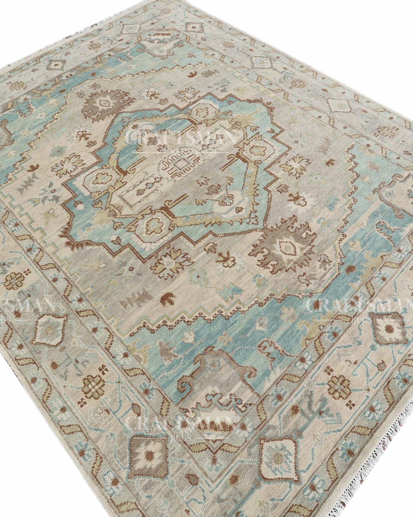8x10 feet Wool Hand-Knotted Oushak-Inspired Rug | Craftsman Rugs Exclusive