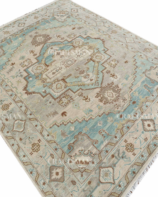 8x10 feet Wool Hand-Knotted Oushak-Inspired Rug | Craftsman Rugs Exclusive