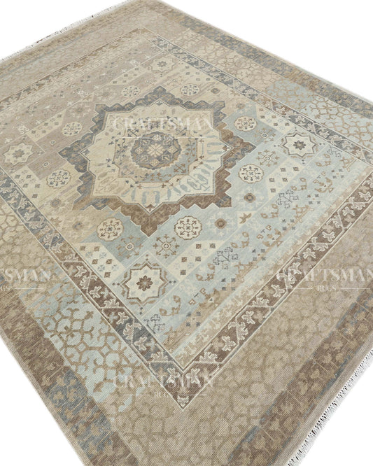 8x10 feet Wool Hand-Knotted Oushak-Inspired Rug | Craftsman Rugs Exclusive