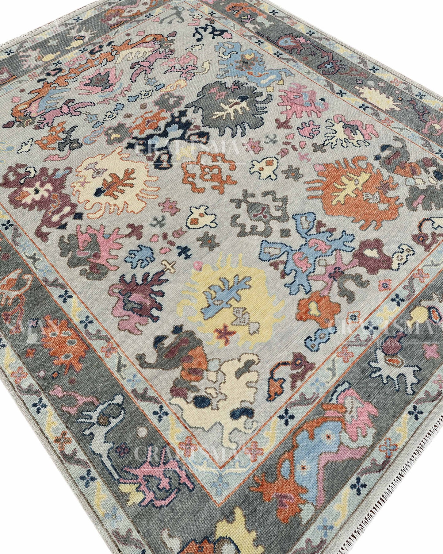 8x10 feet Wool Hand-Knotted Oushak-Inspired Rug | Craftsman Rugs Exclusive