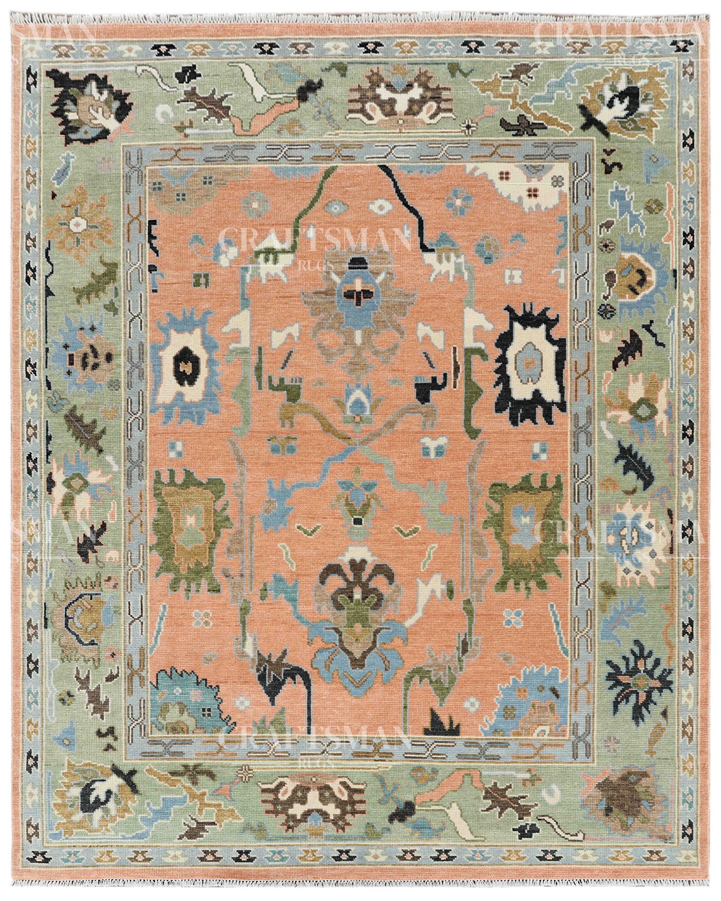 8x10 feet Wool Hand-Knotted Oushak-Inspired Rug | Craftsman Rugs Exclusive