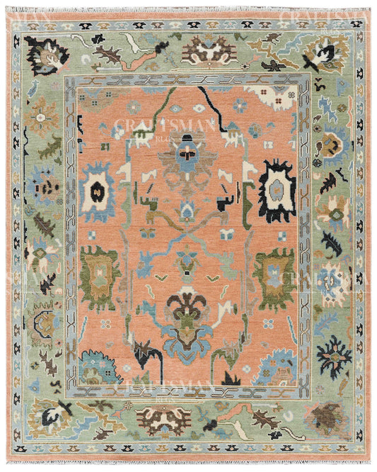 8x10 feet Wool Hand-Knotted Oushak-Inspired Rug | Craftsman Rugs Exclusive