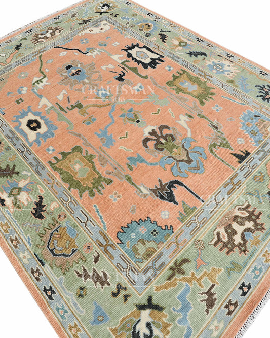 8x10 feet Wool Hand-Knotted Oushak-Inspired Rug | Craftsman Rugs Exclusive