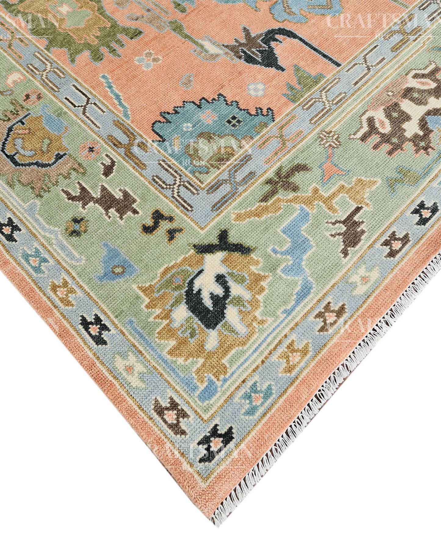 8x10 feet Wool Hand-Knotted Oushak-Inspired Rug | Craftsman Rugs Exclusive