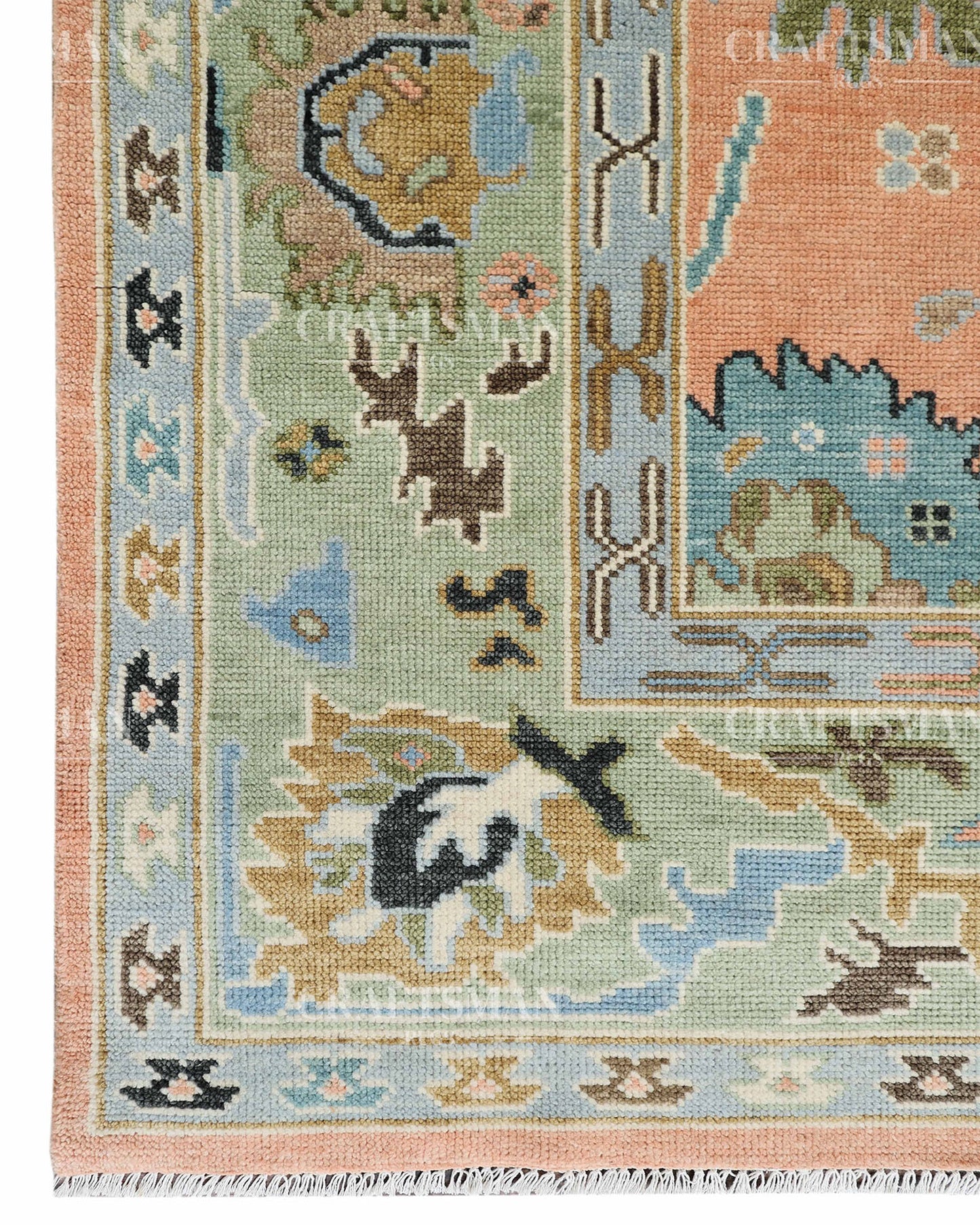 8x10 feet Wool Hand-Knotted Oushak-Inspired Rug | Craftsman Rugs Exclusive
