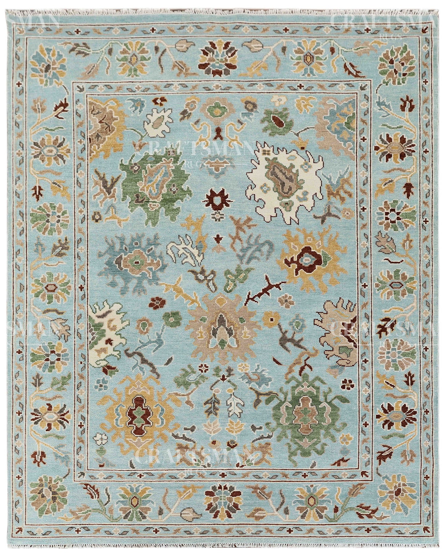 8x10 feet Wool Hand-Knotted Oushak-Inspired Rug | Craftsman Rugs Exclusive