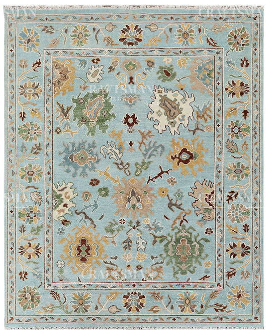 8x10 feet Wool Hand-Knotted Oushak-Inspired Rug | Craftsman Rugs Exclusive