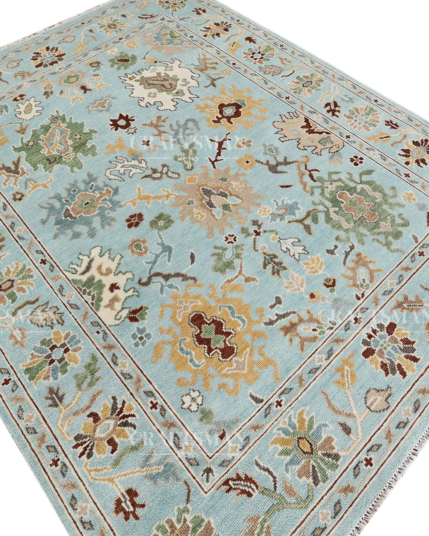 8x10 feet Wool Hand-Knotted Oushak-Inspired Rug | Craftsman Rugs Exclusive