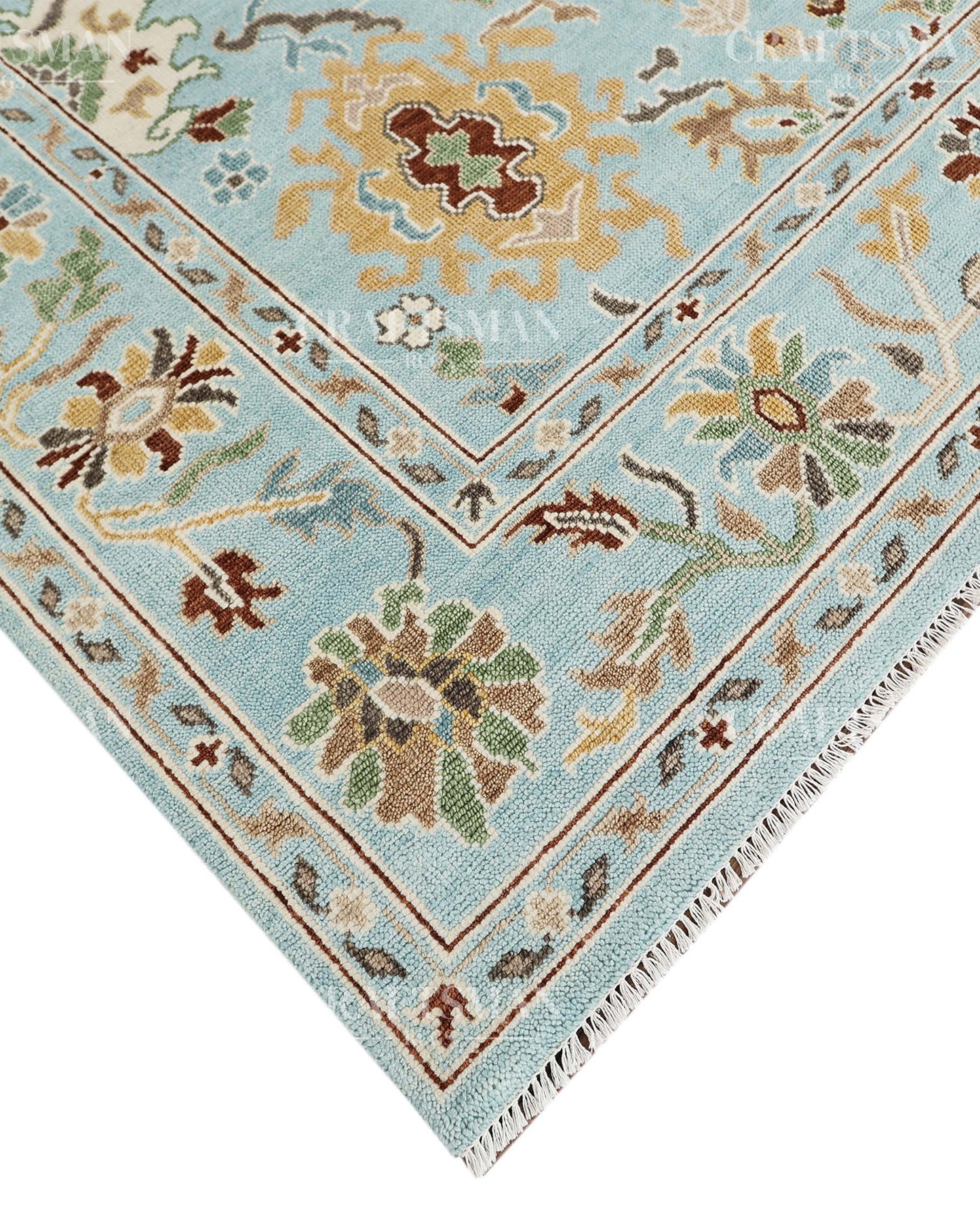 8x10 feet Wool Hand-Knotted Oushak-Inspired Rug | Craftsman Rugs Exclusive