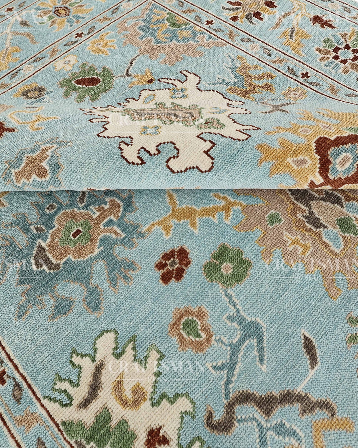 8x10 feet Wool Hand-Knotted Oushak-Inspired Rug | Craftsman Rugs Exclusive