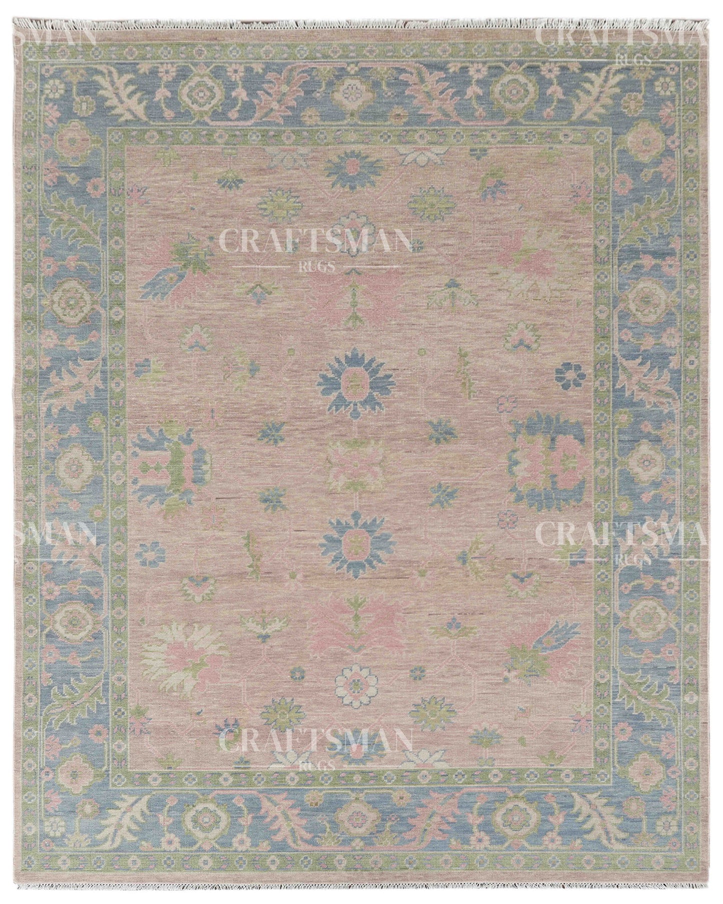 8x10 feet Wool Hand-Knotted Oushak-Inspired Rug | Craftsman Rugs Exclusive