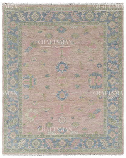 8x10 feet Wool Hand-Knotted Oushak-Inspired Rug | Craftsman Rugs Exclusive