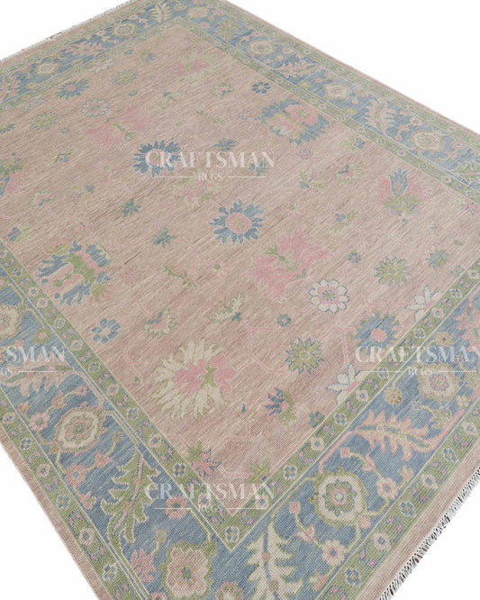 8x10 feet Wool Hand-Knotted Oushak-Inspired Rug | Craftsman Rugs Exclusive