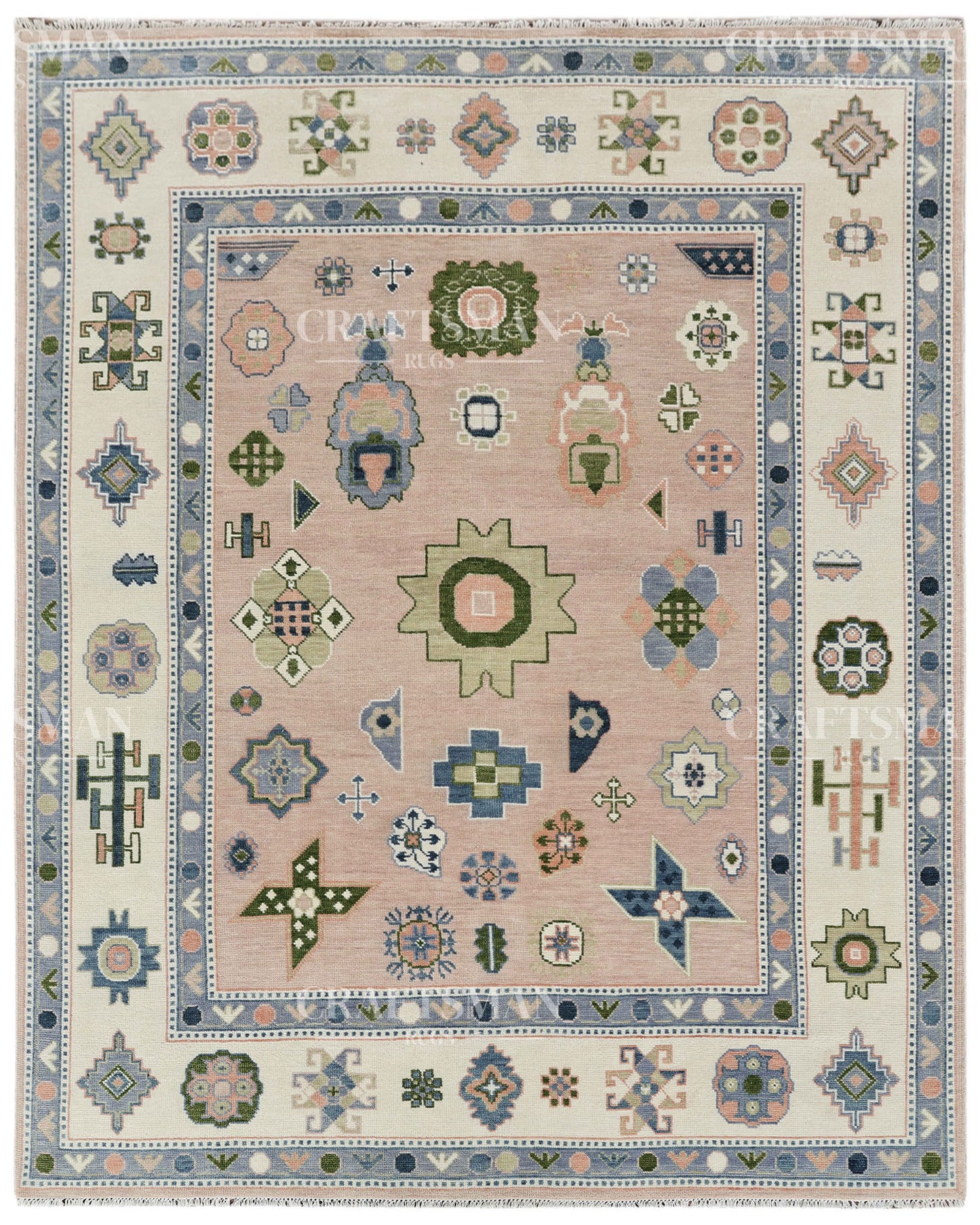 8x10 feet Wool Hand-Knotted Oushak-Inspired Rug | Craftsman Rugs Exclusive