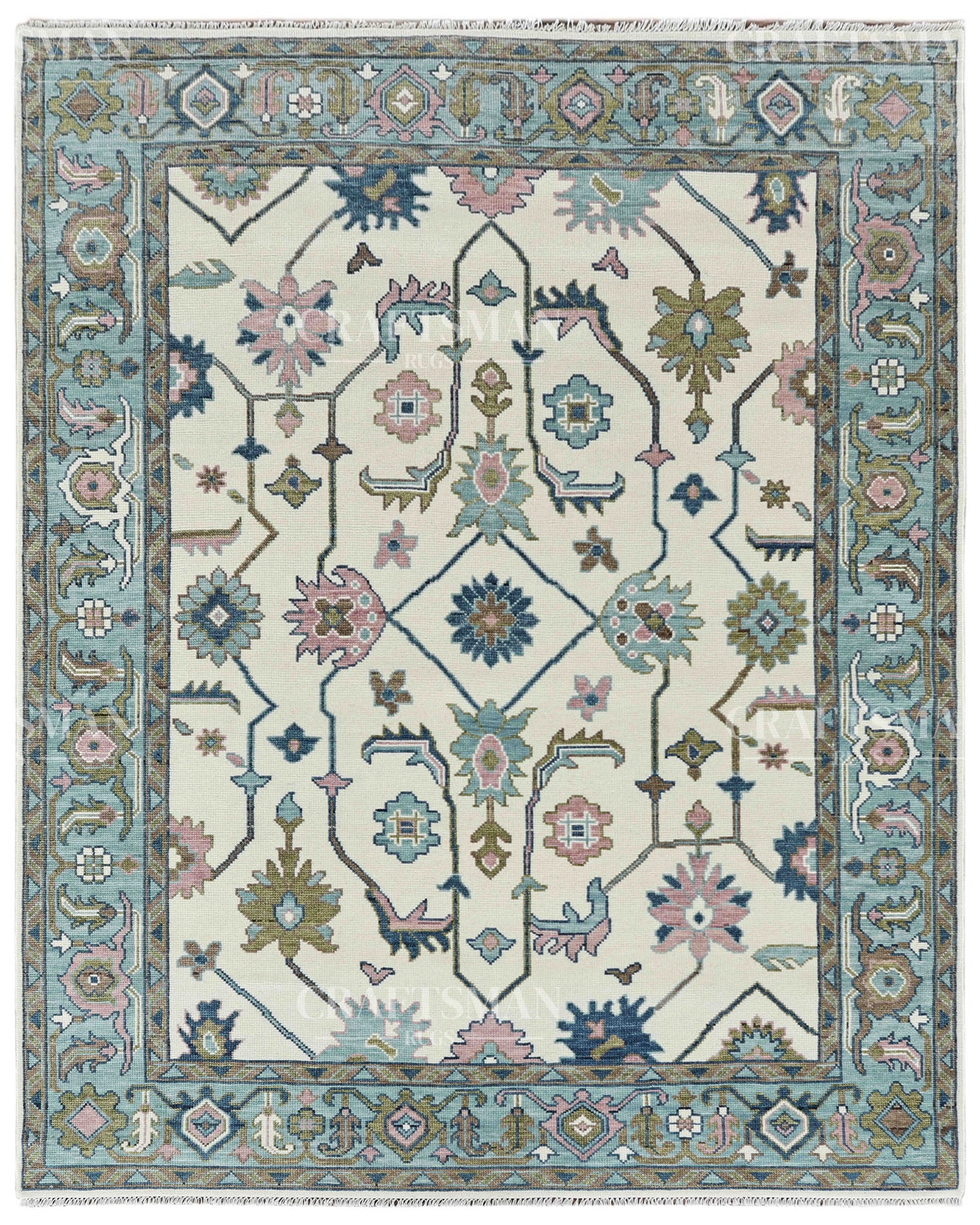 8x10 feet Wool Hand-Knotted Oushak-Inspired Rug | Craftsman Rugs Exclusive