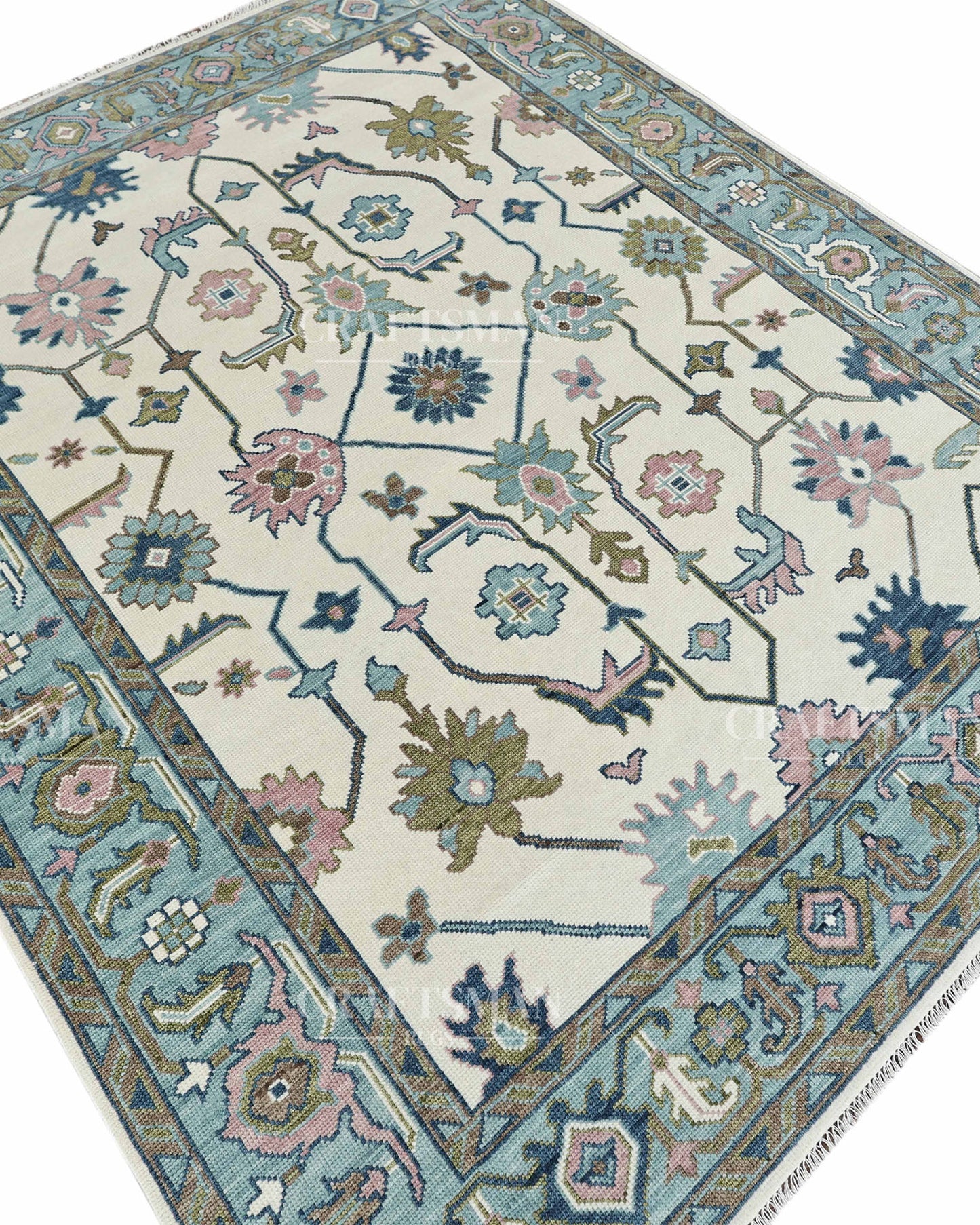 8x10 feet Wool Hand-Knotted Oushak-Inspired Rug | Craftsman Rugs Exclusive