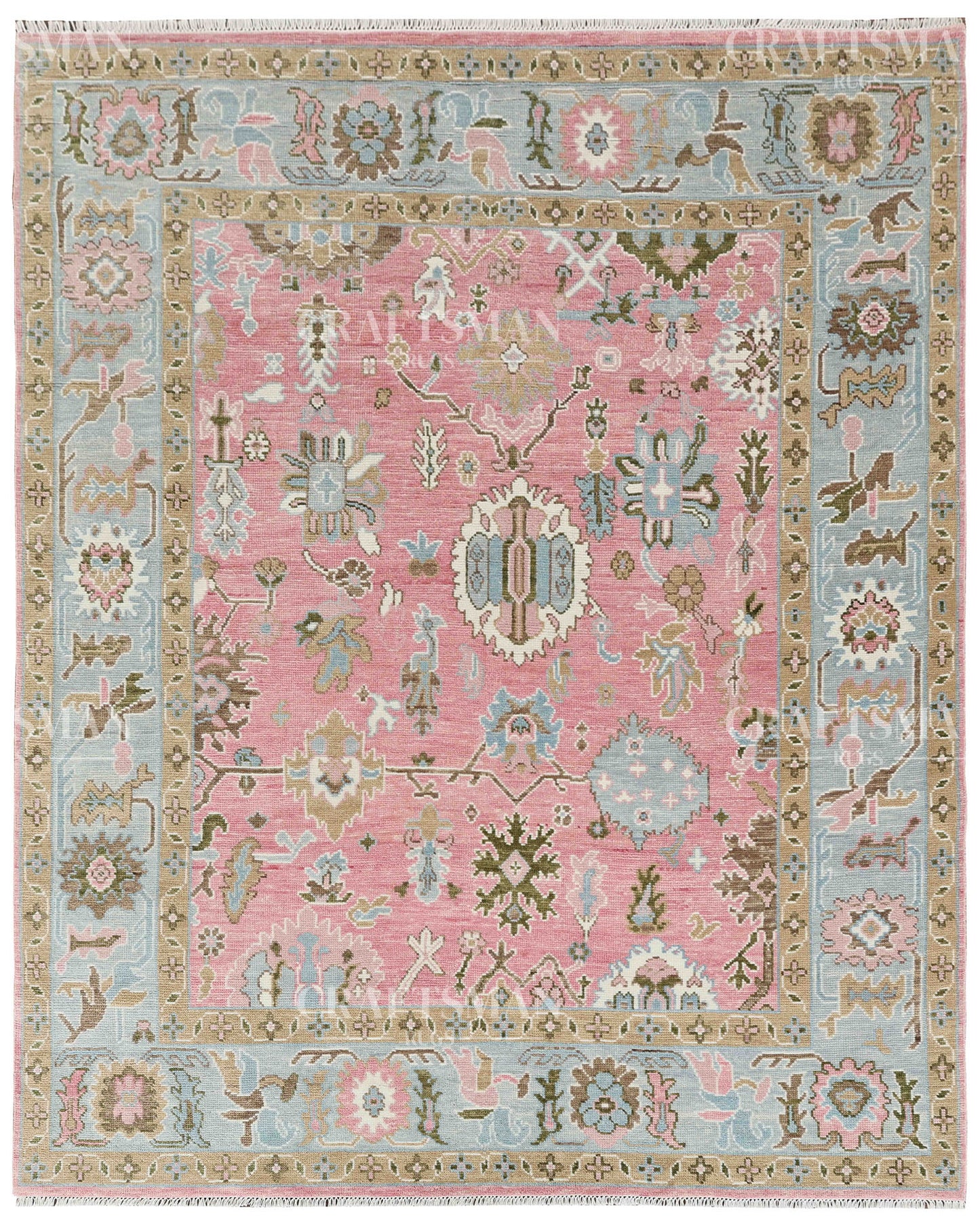 8x10 feet Wool Hand-Knotted Oushak-Inspired Rug | Craftsman Rugs Exclusive