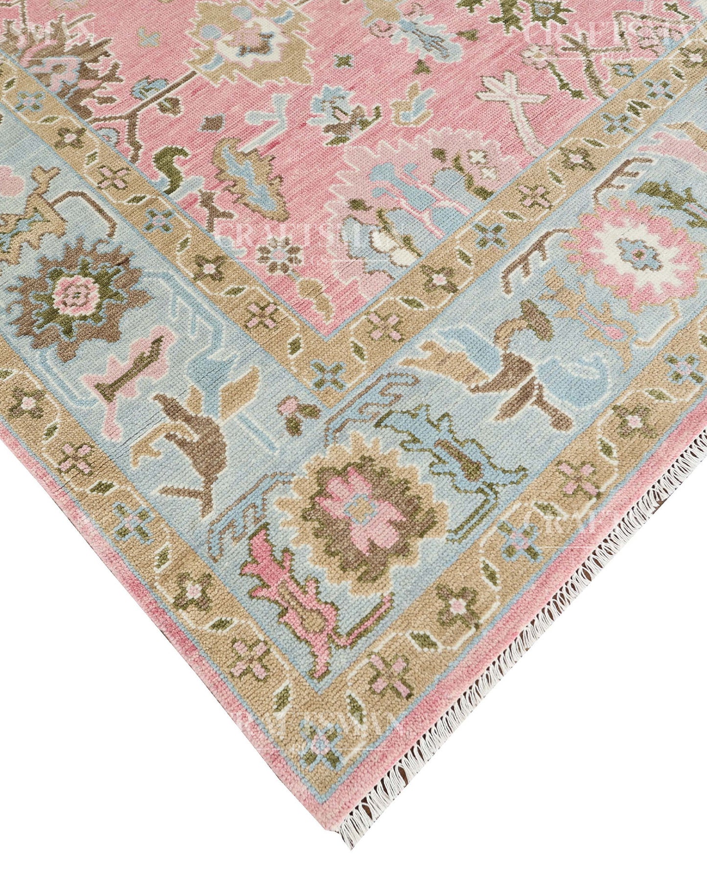 8x10 feet Wool Hand-Knotted Oushak-Inspired Rug | Craftsman Rugs Exclusive