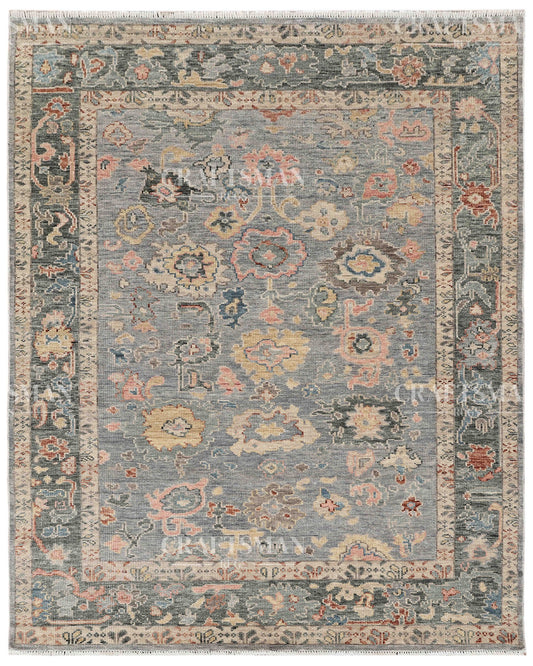 8x10 feet Wool Hand-Knotted Oushak-Inspired Rug | Craftsman Rugs Exclusive