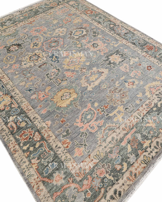 8x10 feet Wool Hand-Knotted Oushak-Inspired Rug | Craftsman Rugs Exclusive
