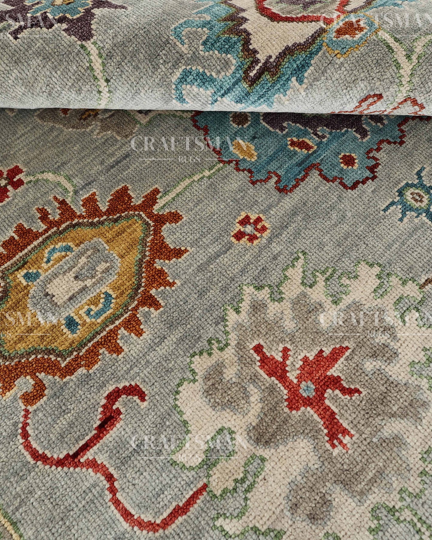 8x10 feet Wool Hand-Knotted Oushak-Inspired Rug | Craftsman Rugs Exclusive