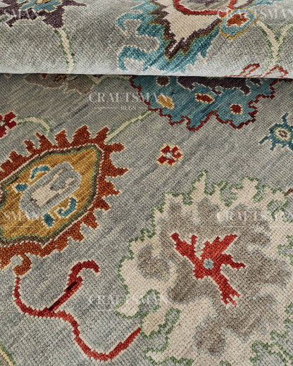 8x10 feet Wool Hand-Knotted Oushak-Inspired Rug | Craftsman Rugs Exclusive