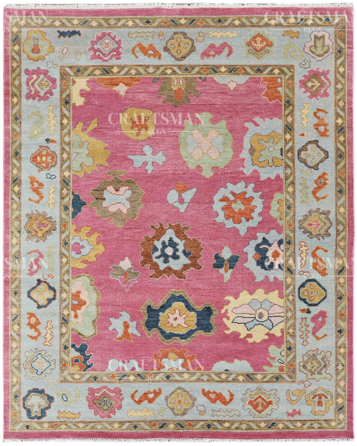 8x10 feet Wool Hand-Knotted Oushak-Inspired Rug | Craftsman Rugs Exclusive
