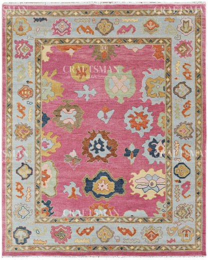 8x10 feet Wool Hand-Knotted Oushak-Inspired Rug | Craftsman Rugs Exclusive