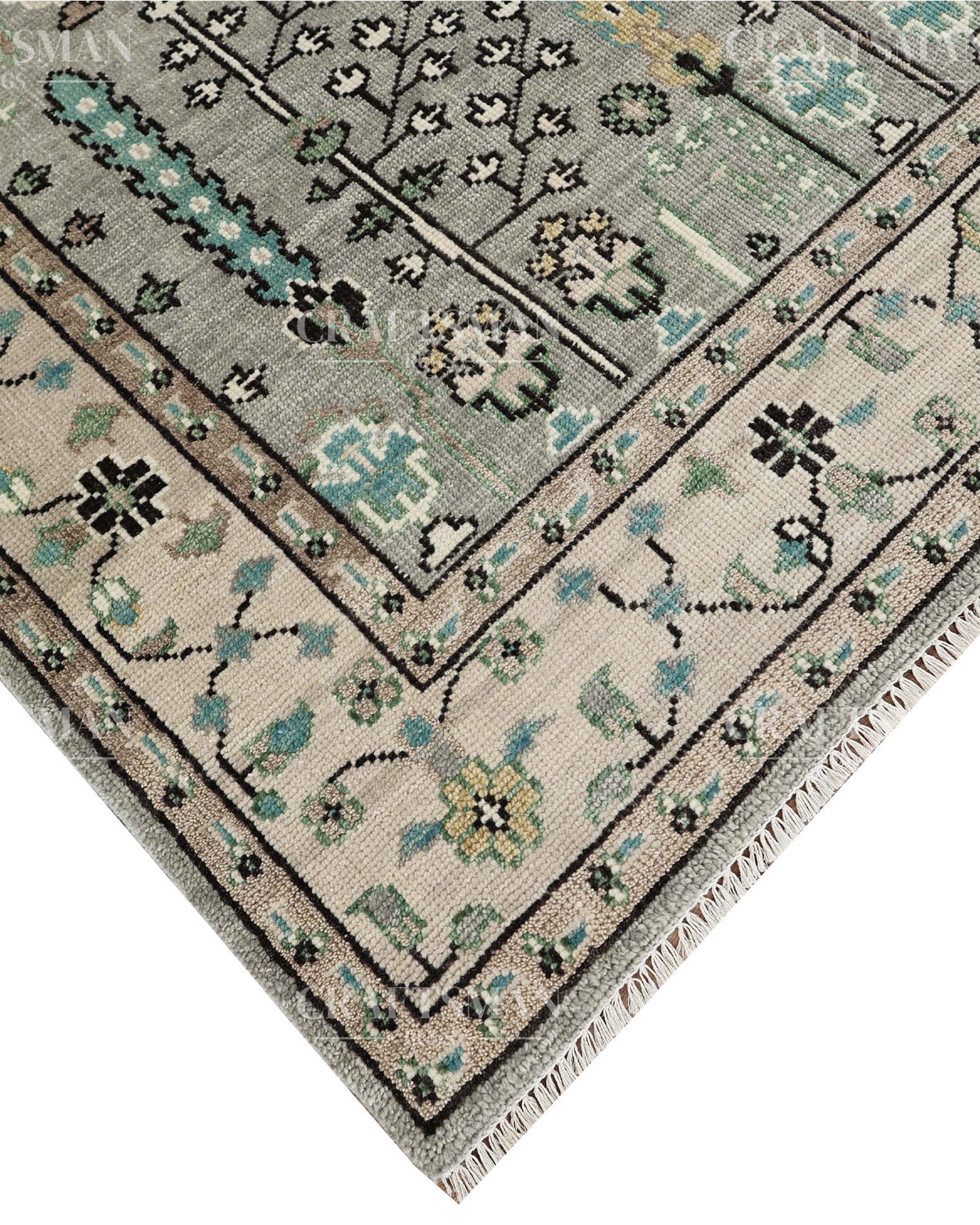 8x10 feet Wool Hand-Knotted Oushak-Inspired Rug | Craftsman Rugs Exclusive