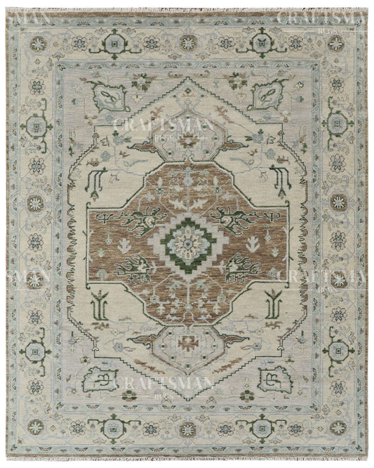 8x10 feet Wool Hand-Knotted Oushak-Inspired Rug | Craftsman Rugs Exclusive
