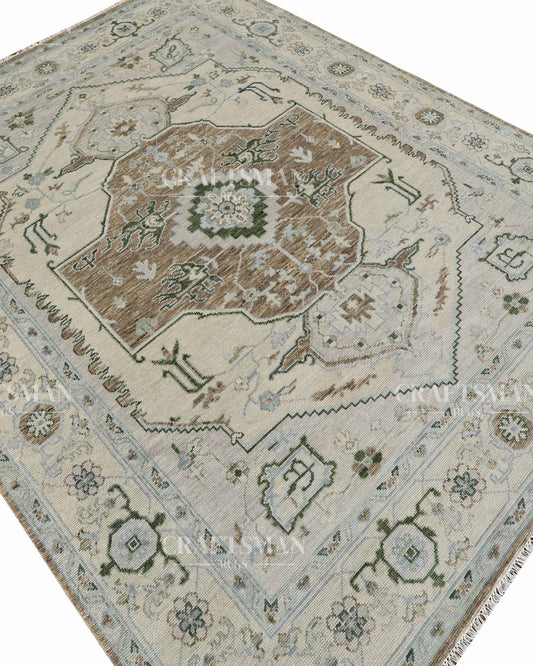 8x10 feet Wool Hand-Knotted Oushak-Inspired Rug | Craftsman Rugs Exclusive