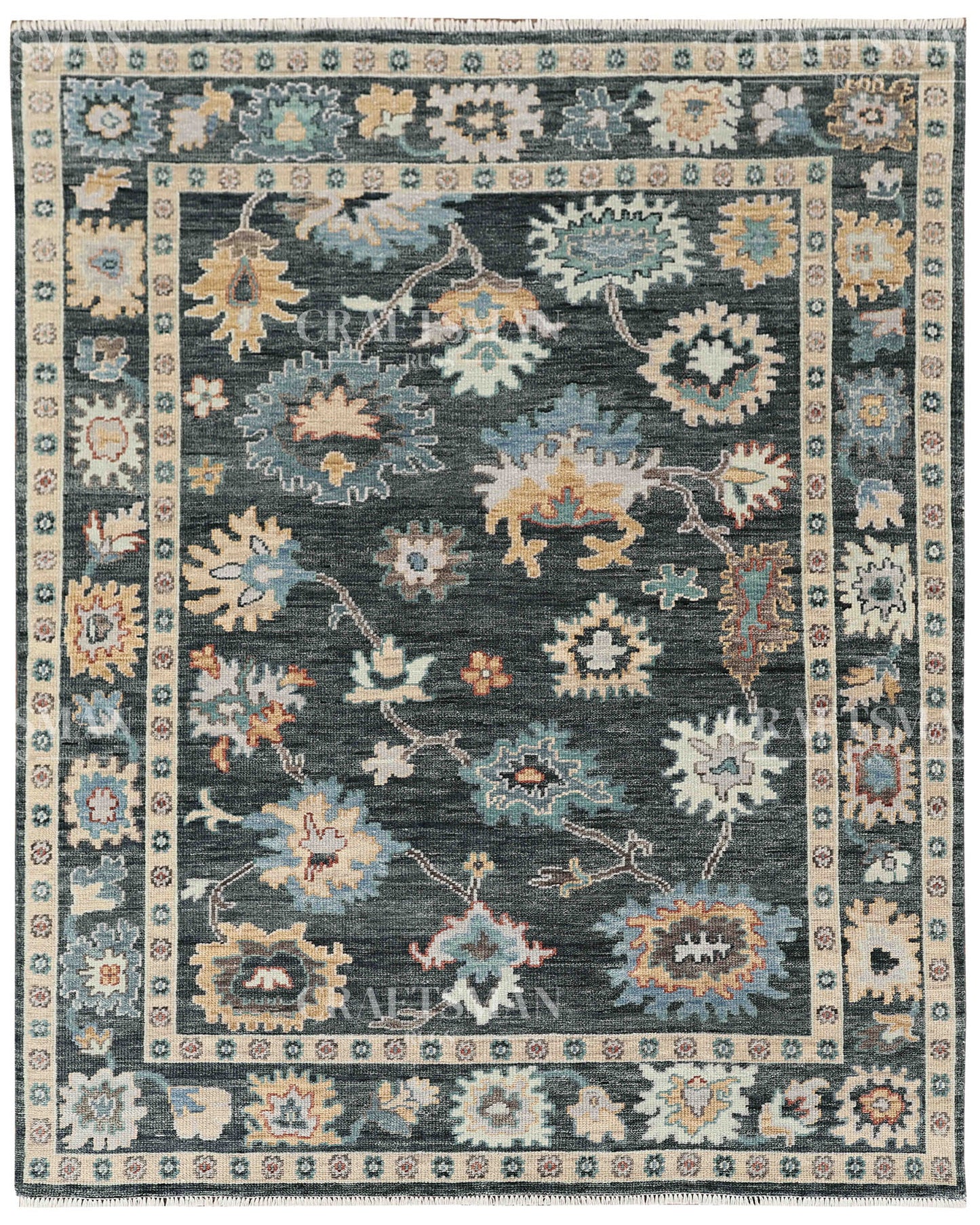 8x10 feet Wool Hand-Knotted Oushak-Inspired Rug | Craftsman Rugs Exclusive