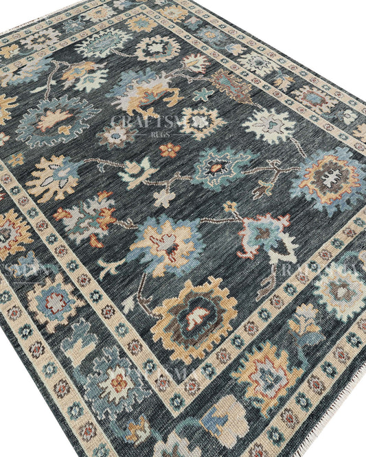 8x10 feet Wool Hand-Knotted Oushak-Inspired Rug | Craftsman Rugs Exclusive