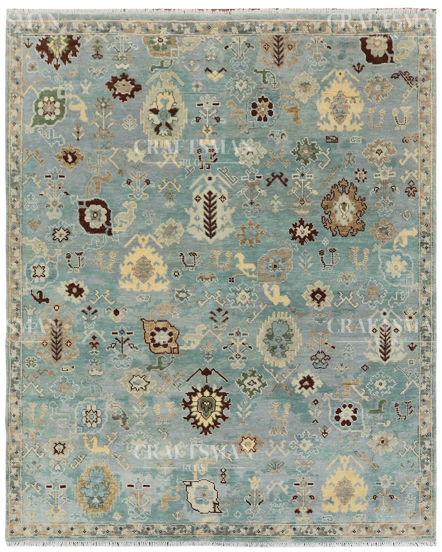 8x10 feet Wool Hand-Knotted Oushak-Inspired Rug | Craftsman Rugs Exclusive