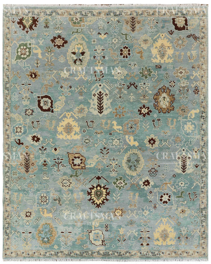 8x10 feet Wool Hand-Knotted Oushak-Inspired Rug | Craftsman Rugs Exclusive