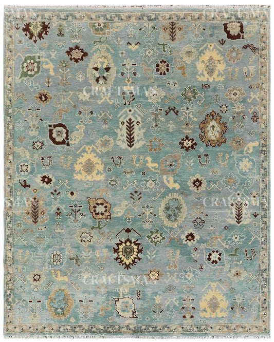 8x10 feet Wool Hand-Knotted Oushak-Inspired Rug | Craftsman Rugs Exclusive