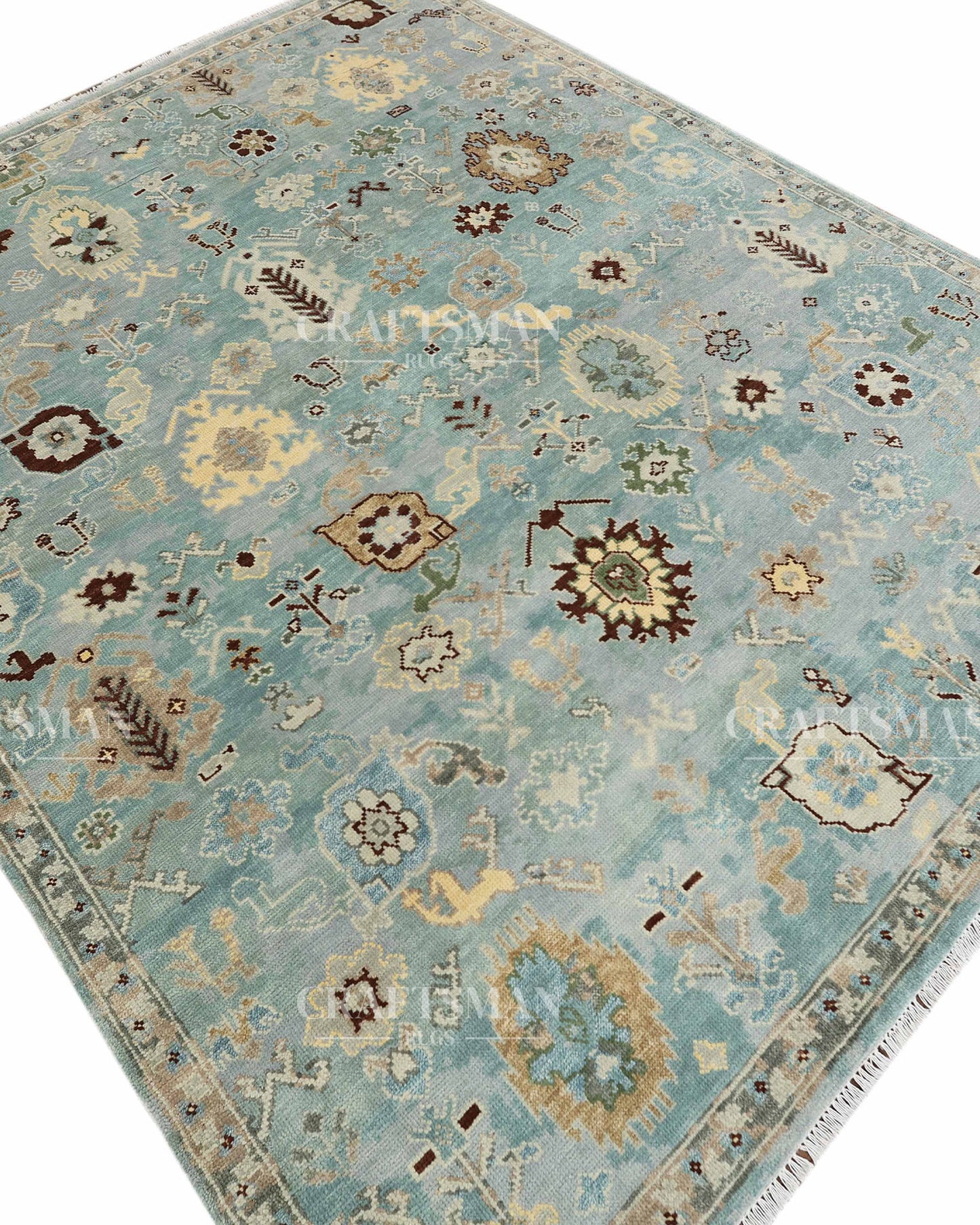 8x10 feet Wool Hand-Knotted Oushak-Inspired Rug | Craftsman Rugs Exclusive