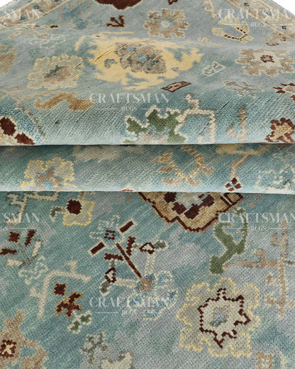 8x10 feet Wool Hand-Knotted Oushak-Inspired Rug | Craftsman Rugs Exclusive