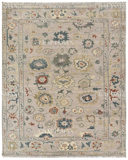 8x10 feet Wool Hand-Knotted Oushak-Inspired Rug | Craftsman Rugs Exclusive