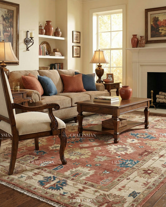 Veyra Wool Hand-Knotted Oushak-Inspired Rug