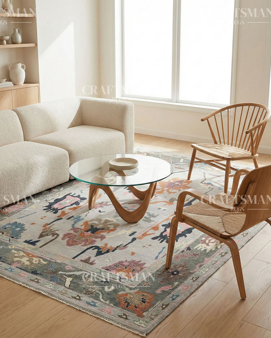 Sultana Wool Hand-Knotted Oushak-Inspired Rug